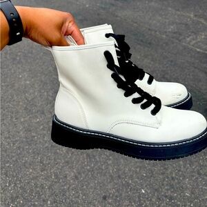 White Combat Boots
